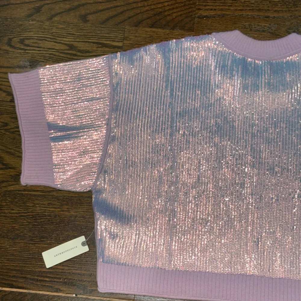 Anthropologie The Goldie Crew-Neck Cashmere Blend Sequin Sweater - Picture 9 of 12